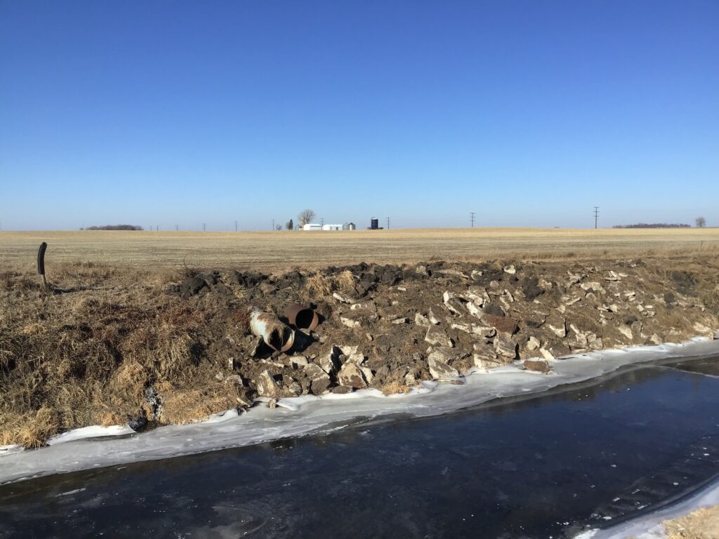 Rip Rap Project along drainage ditch on Wyatt Farm Dec 2024
